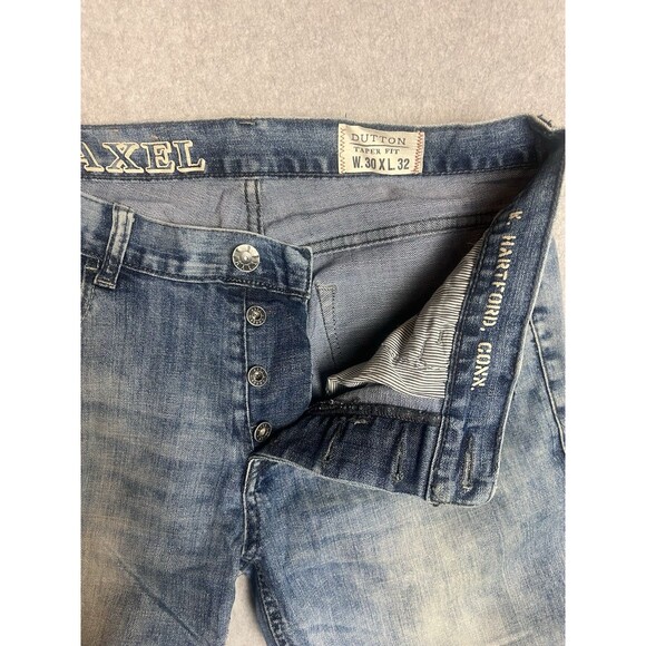 TK Axel Dutton Mens 30X32 Denim Jeans Taper Fit Light Wash Button Fly - Picture 7 of 16